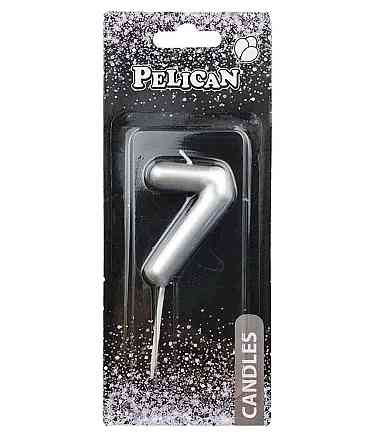 Свічка для торта 7 СРІБЛО 6см. 866027 ТМ PELICAN Киев