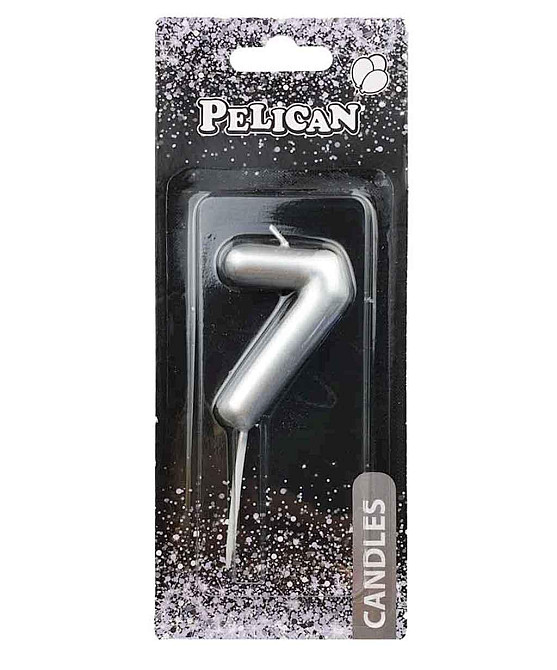 Свічка для торта 7 СРІБЛО 6см. 866027 ТМ PELICAN Киев - изображение 1