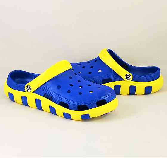 Чоловічі капці CROC$ Жовто-блакитні Крокси Шльопанці Сині (розміри: 40,41,42) Дніпро