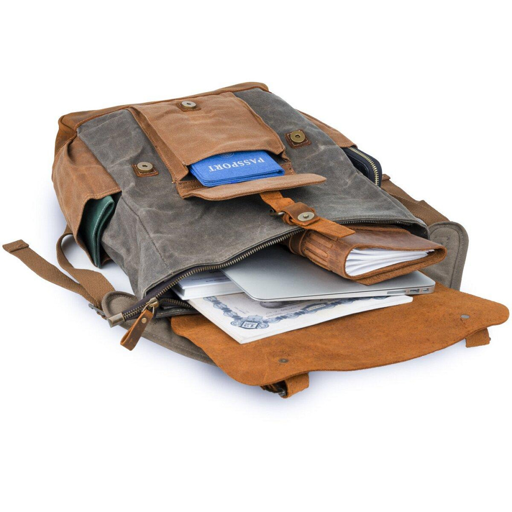 Рюкзак комбинированный дорожный Vintage 20113 Серый Киев - изображение 7