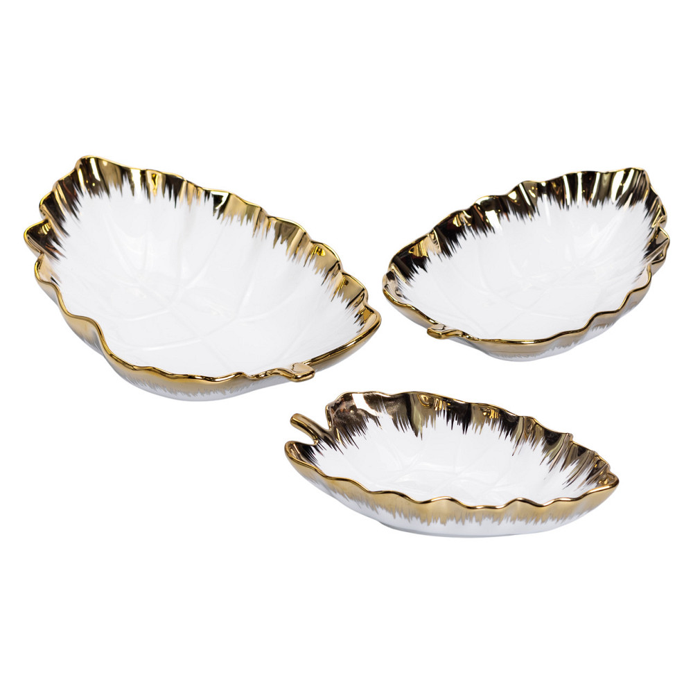 Yiwu Набір порцелянових страв для сервірування столу 3 (шт) у формі листа Золотистий HP-26-10 Киев - изображение 1