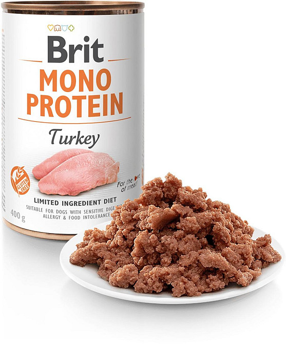 Влажный корм для собак Брит Brit Mono Protein с индейкой 400 г Винница - изображение 2