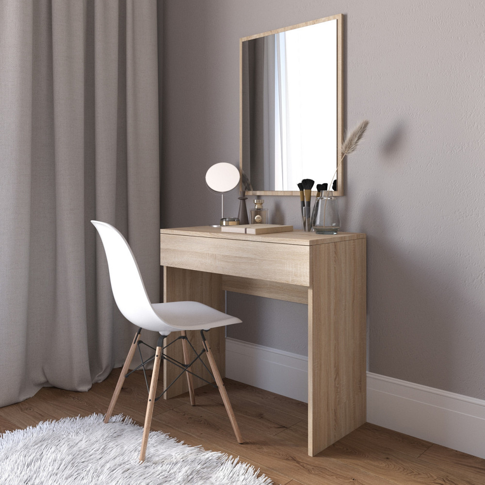 Туалетний столик VAYS D-3 Дуб Сонома, з висувною шухлядою, ЛДСП, 80×40×76 см - для спальні, макіяжу, косметики Львів - фото 1