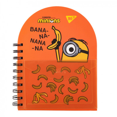 Блокнот Yes В6+ подвійна cпіраль з пластиковою кишенею Minions крапка (151793) Вінниця - фото 1