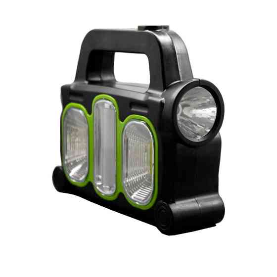 Фонарик с аккумулятором и солнечной батареей, зеленый Днепр