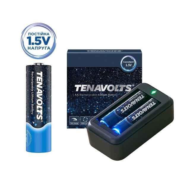 Комплект Акумулятор літієвий з зарядним пристроєм TENAVOLTS Litium  AA 1850 mAh 1.5V box 2 шт Рівне - фото 1