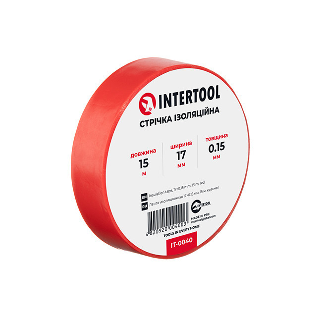 Стрічка ізоляційна 0.15мм*17мм*15м червона INTERTOOL IT-0040 Киев - изображение 1