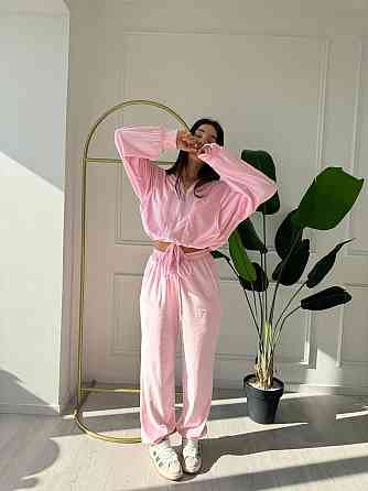 Женский плюшевый прогулочный костюмчик двойка: кофта и штаны плюшевый велюр Розовый, 46/48 Одесса