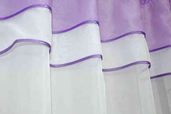 Кухонная гардина VR-Textil № 036к арка белый с сиреневым 270х170 см (52-0061) Киев