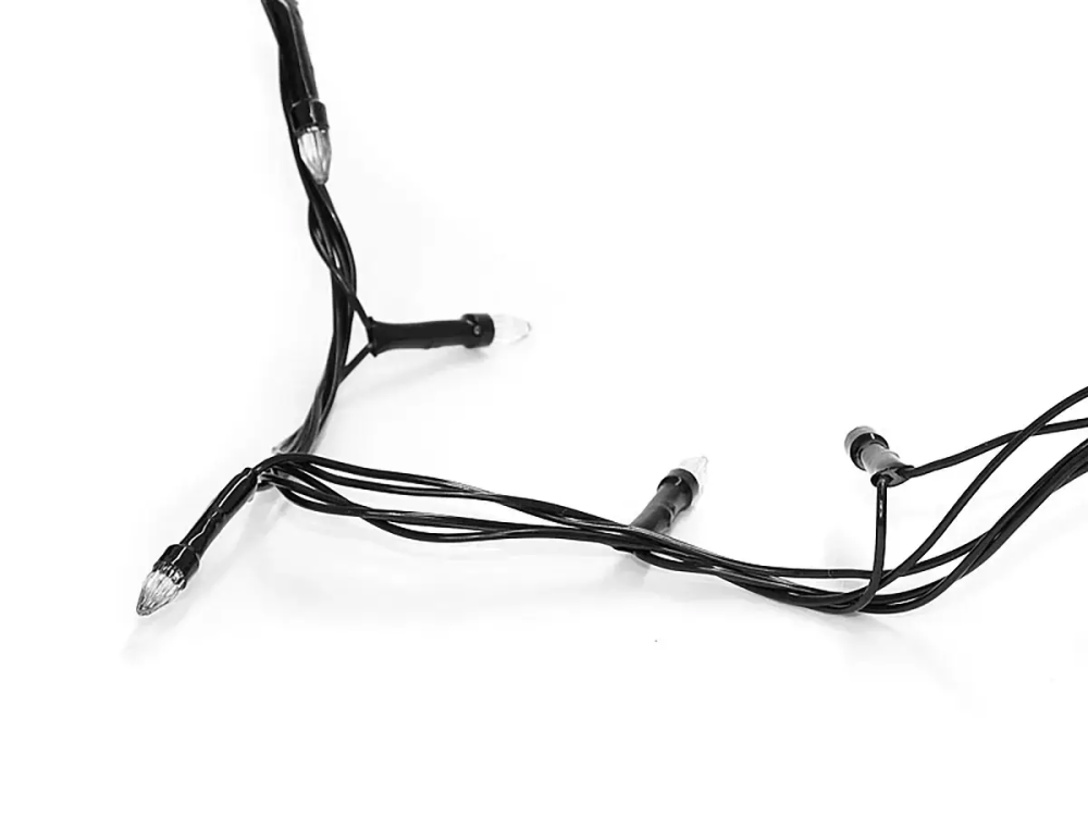 Гирлянда черный провод прозрачная конусная лампа 100LED (микс) LED100M-2 для дома и улицы Одесса - изображение 2