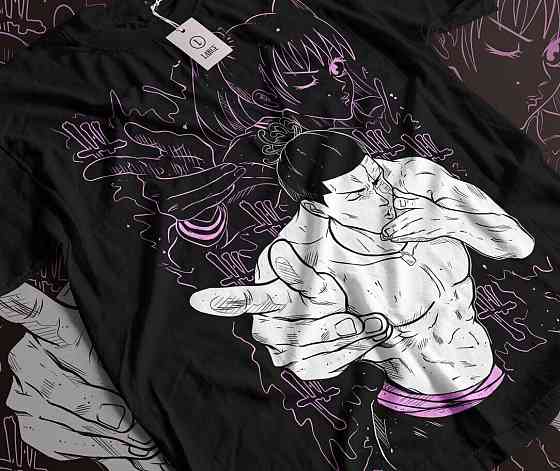 Футболка з аніме принтом Магічна битва оверсайз (S/M/L) Чорний AnimeJ1164 Дніпро