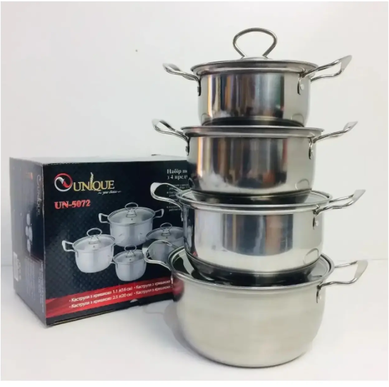 Набор кастрюль  из нержавеющей стали UNIQUE UN-5072 8 предметов Одесса - изображение 7