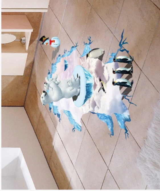 Інтер'єрна наклейка на підлогу Білі ведмедики Київ - фото 6