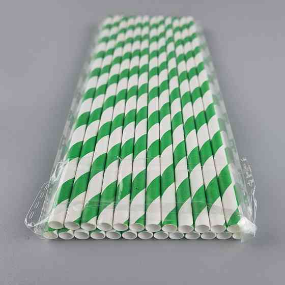 Соломка трубочка паперова Ø 5 мм 20 см "Вита" біло-зелена 25 шт. (1 пачка) Харків