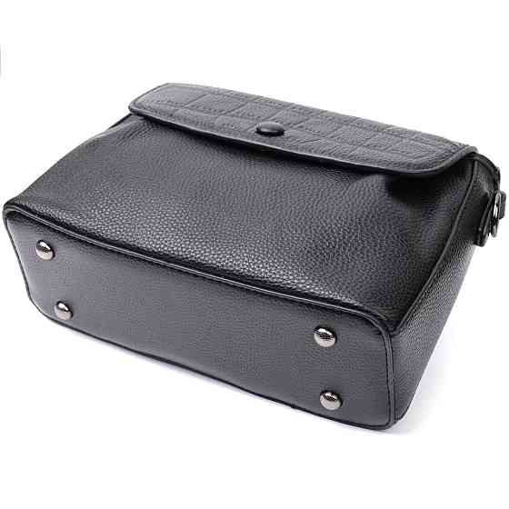 Красива жіноча сумка з натуральної шкіри Vintage 22330 Чорна Київ