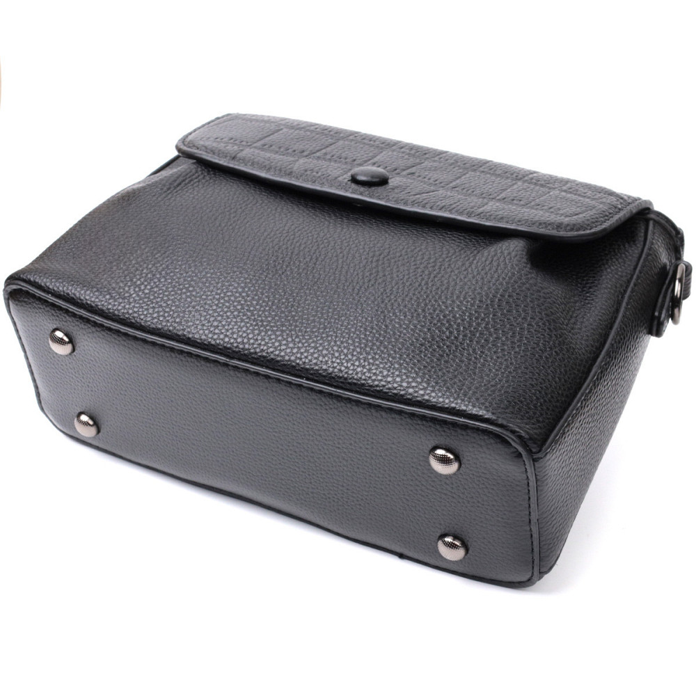 Красива жіноча сумка з натуральної шкіри Vintage 22330 Чорна Київ - фото 3