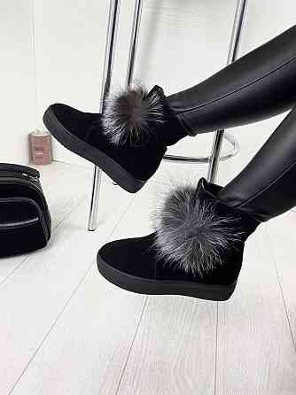 ITTS Угги жіночі ITTS чорні натуральна замша з хутром висота 13,5 см ( ) Коломия