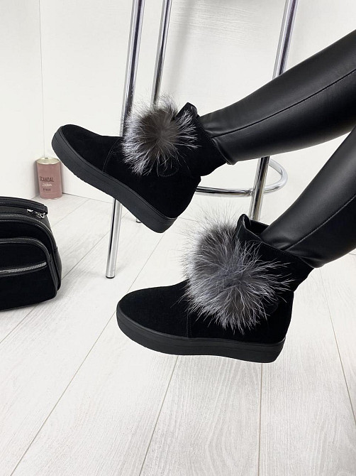 ITTS Угги жіночі ITTS чорні натуральна замша з хутром висота 13,5 см ( ) Коломия - фото 4