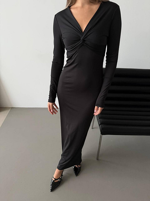 Стильное женское платье макси с вырезом на груди микродайвинг Одесса - изображение 1