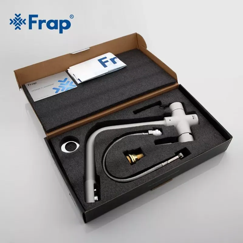 Змішувач для кухні з підключенням до фільтра Frap F4352-8, білий пісок Київ - фото 6