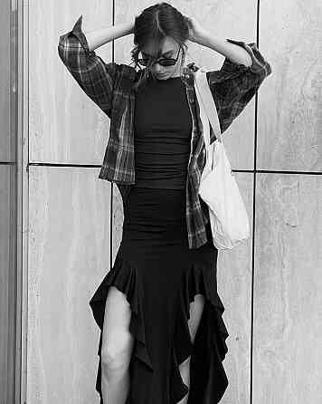 Жіноча трендова стильна спідниця з воланами мікро-масло Одеса