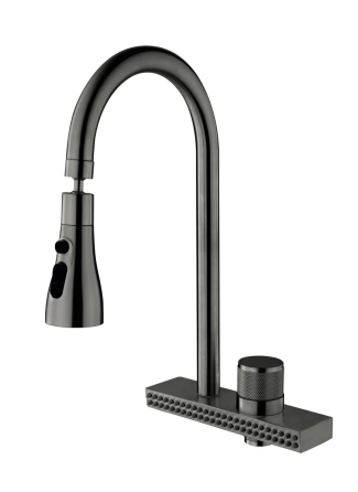 Кухонный смеситель Mixxus FOL-017 Graphite с функцией водопад из нержавеющей стали MI6344 Харьков