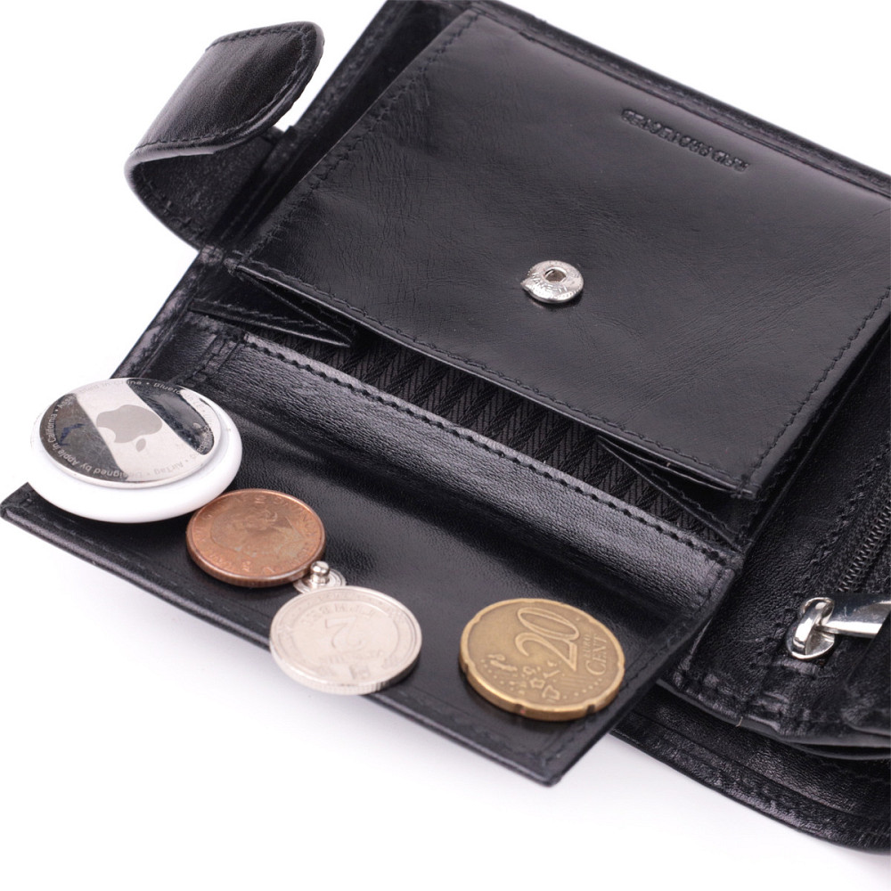 Люксовий чоловічий гаманець із натуральної глянсової шкіри Vintage sale_15110 Чорний Київ - фото 8