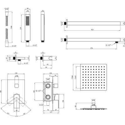 Душовий гарнітур Kroner Edelstahl Kubus-SCH082 + змішувач Edelstahl Kubus-SCH010 + змішувач Edelstahl Kubus-SCH052 (CVS30183) Вінниця