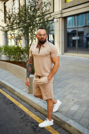 Комплект мужской футболка шорты Бежевый XL Харьков