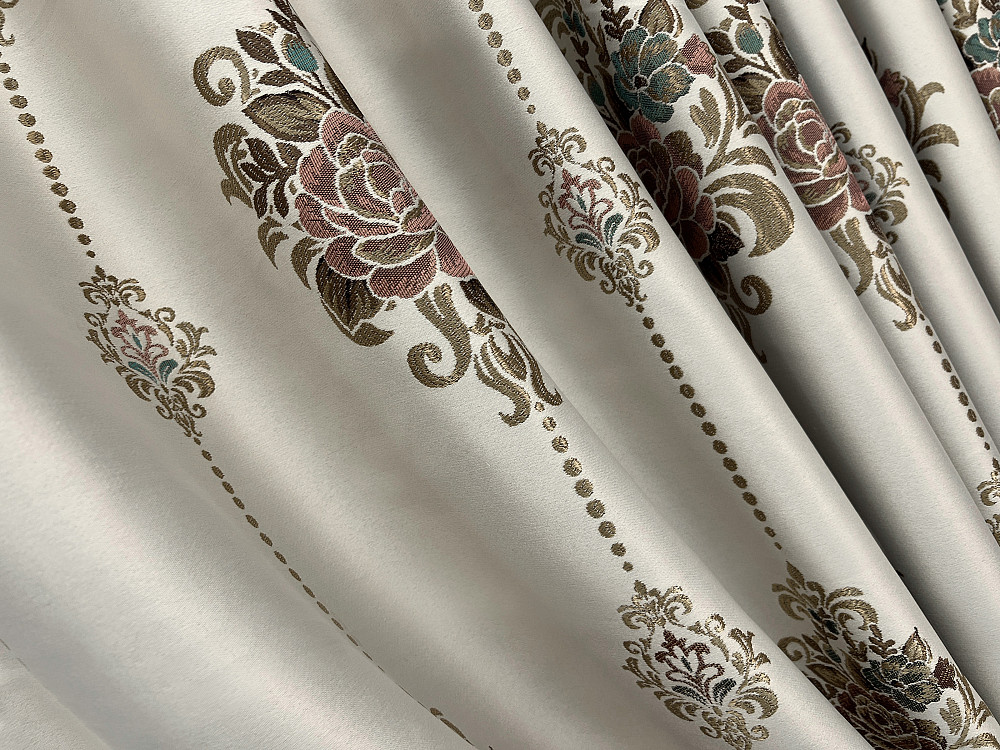 Комплект готових штор VR-Textil з вишивкою гладдю № 2054ш Бежевий 150х270 см 2шт (33-1067) Київ - фото 6