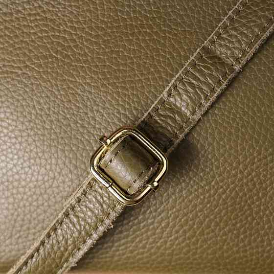 Кожаная сумка с плотным дном для женщин Оливковый (Vintage) Киев