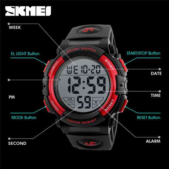 Мужские спортивные наручные часы Skmei 1258 Красный Винница