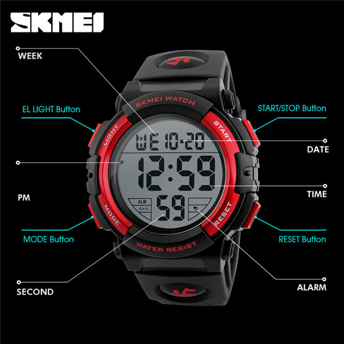 Мужские спортивные наручные часы Skmei 1258 Красный Винница - изображение 6