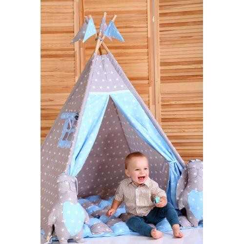 Вигвам Хатка комплект Бонбон Принц Синий с серым с подушками Киев - изображение 1