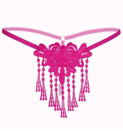 Еротичні стрінги з бусинками малинові - розмір універсальний (на резинці), 15% нейлон, 85% поліестер Київ