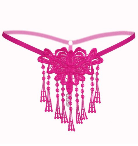 Эротические трусы с жемчугом малиновые - размер универсальный (на резинке), 15% нейлон, 85% полиэстер Киев - изображение 4