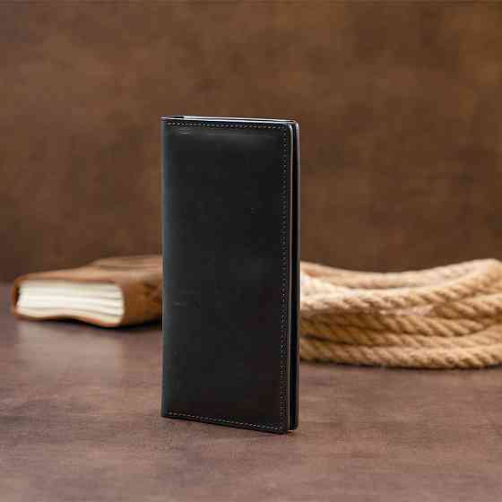 Вертикальний гаманець матовий на магнітній кнопці GRANDE PELLE 11313 Чорний Київ