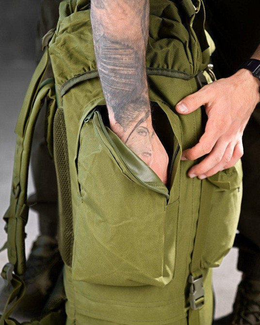 Тактичний рюкзак із металевим каркасом на 100 літрів. Каркасний рюкзак олива РП7468 Одеса - фото 8