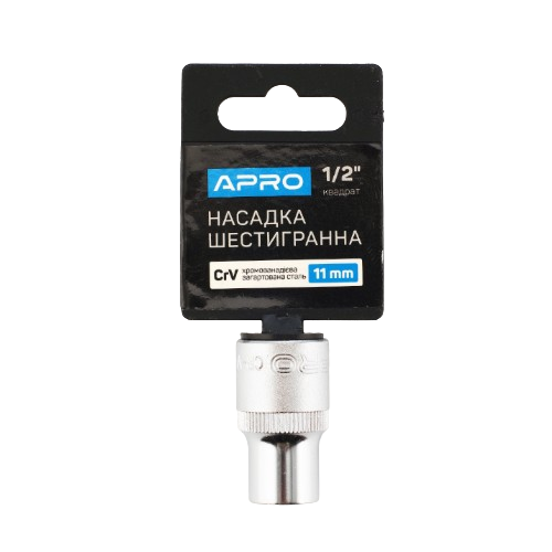 Насадка шестигранна 1/2" 11 мм CrV APRO Житомир - фото 1