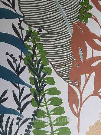 Шпалери флізелінові Decoprint Good Vibes 0.53х10 молодіжні дитячі тропіки рослини листя квіти на білому Київ
