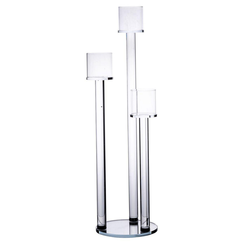 Підсвічник скляний на 3 свічки 16×57 см підсвічник декоративний прозорий на ніжці HP-4-15 Київ - фото 1