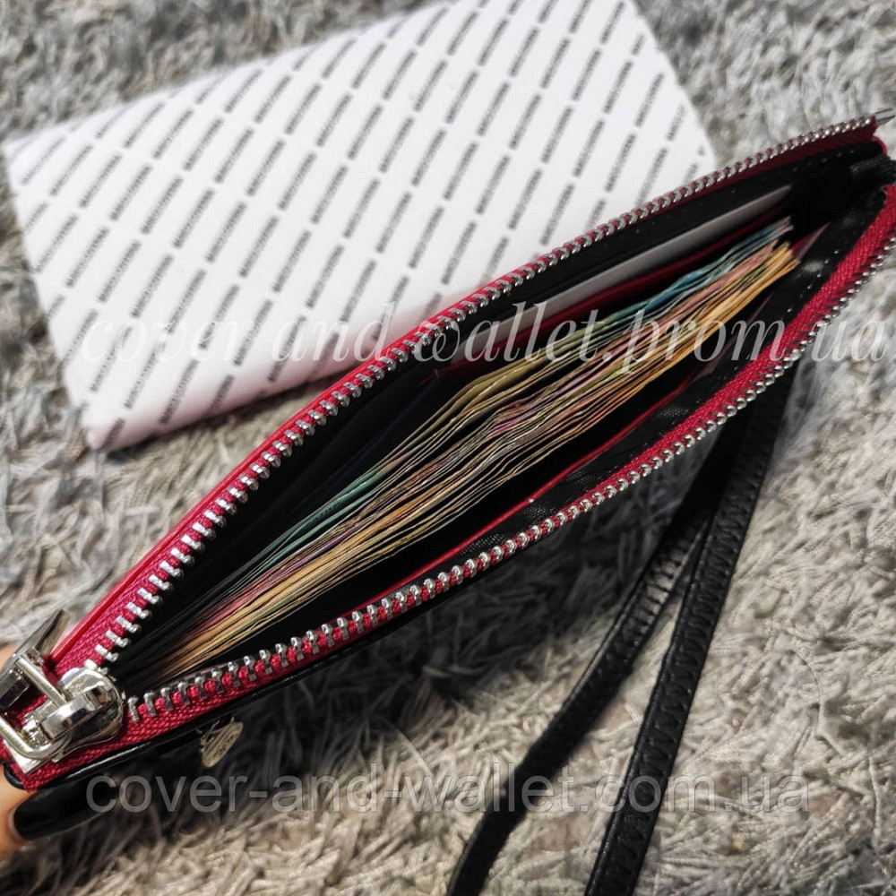 Тонкий кожаный женский кошелек клатч на молнии с ремешком Marco Coverna 88806 Киев - изображение 4