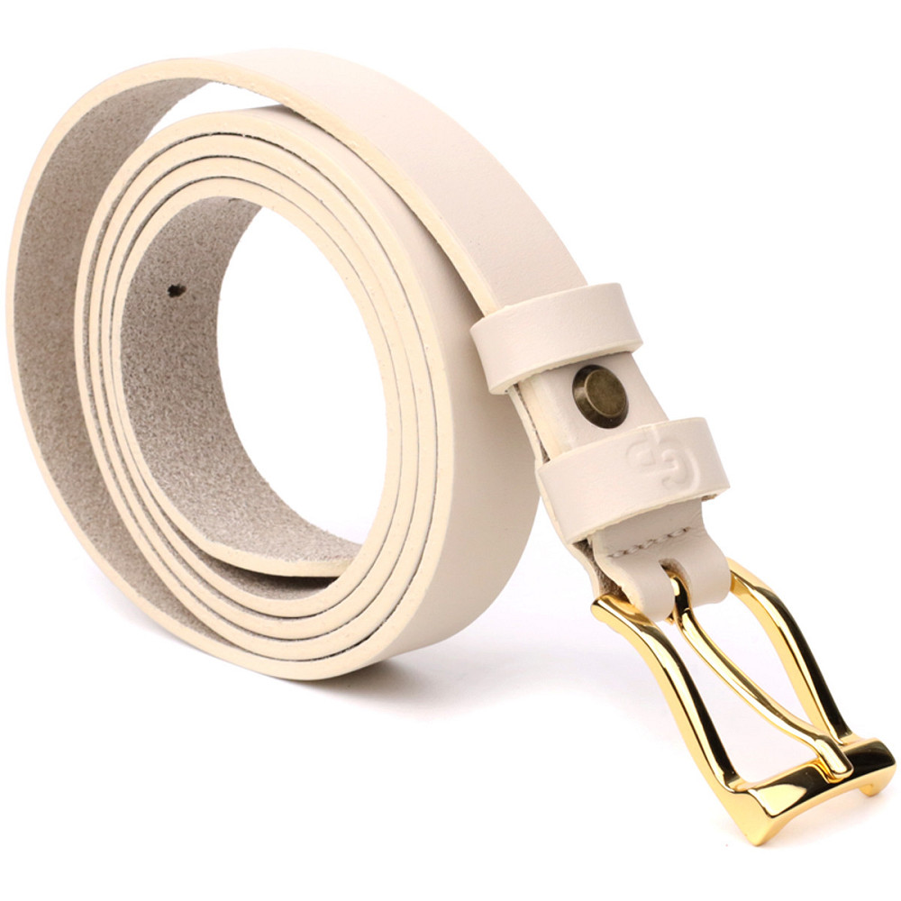 Красивий тонкий шкіряний ремінь для жінок GRANDE PELLE 22949 Молочний Київ - фото 5