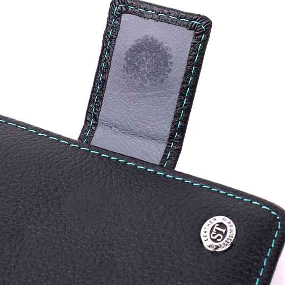 Вертикальний невеликий жіночий гаманець із натуральної шкіри ST Leather 19436 Чорний Київ