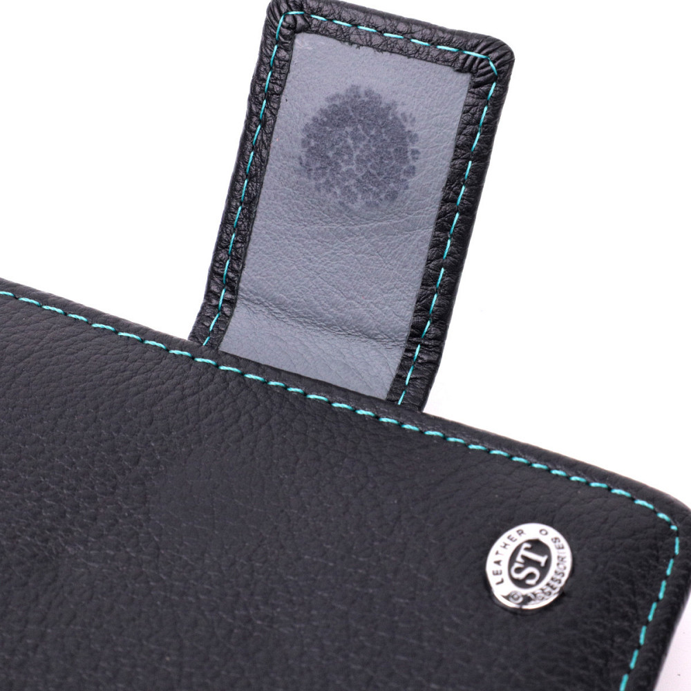 Вертикальный небольшой женский кошелек из натуральной кожи ST Leather 19436 Черный Киев - изображение 5