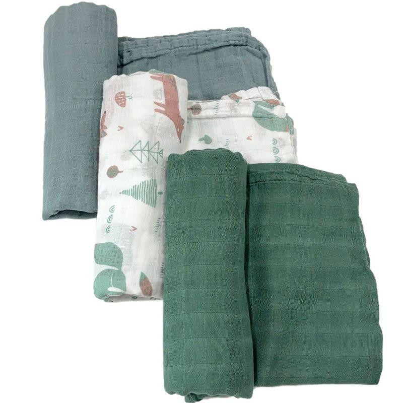 Набор органических пеленок Lovely Svi 3 шт – мягкие, дышащие, размер ХL-110 x 115 см Лесные звери Киев - изображение 1