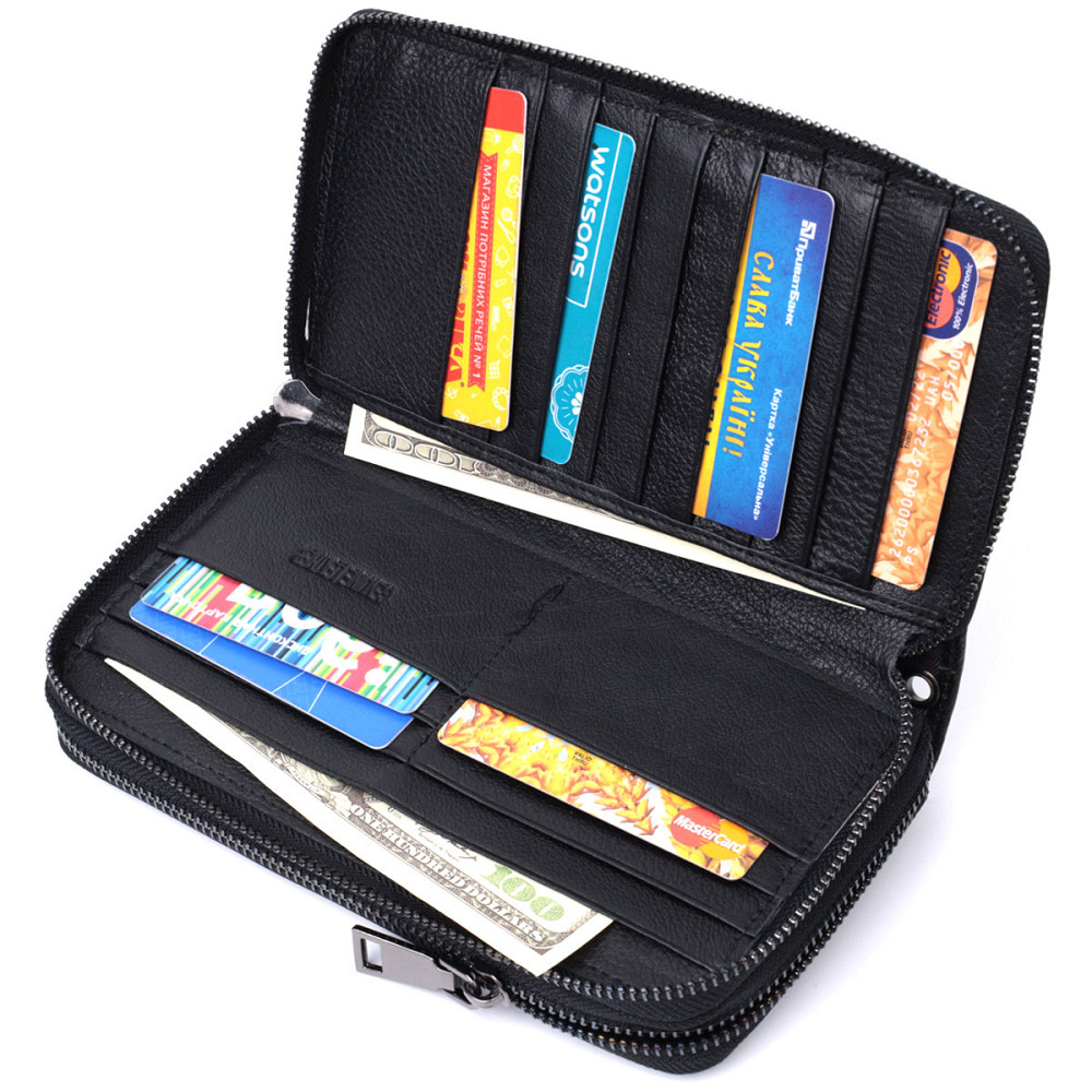 Стильный мужской клатч на два отделения из натуральной кожи ST Leather 22700 Черный Киев - изображение 7