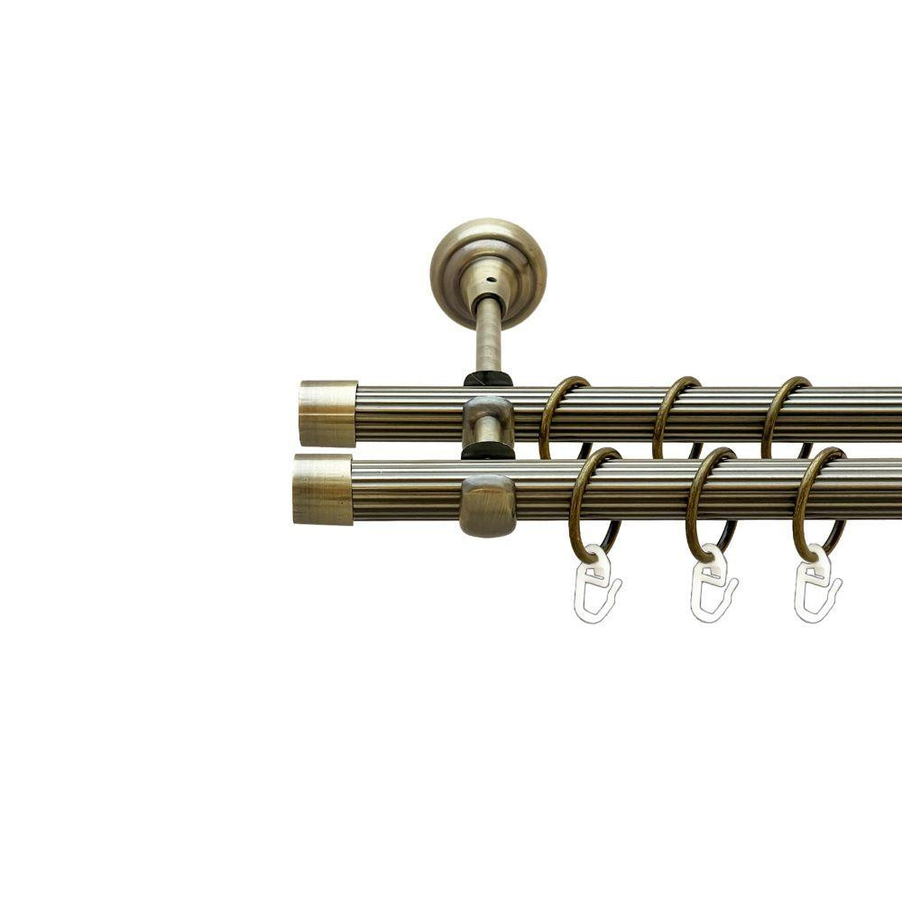 Карниз Orvit Заглушка металевий дворядний відкритий рифлена труба кільце металеве Антик 19\19 мм 160 см (00-00022093) Львів - фото 1