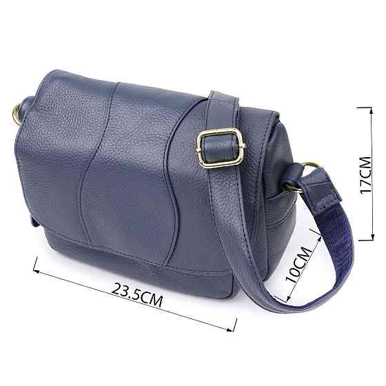 Практична сумка з натуральної шкіри для жінок Vintage 22971 Синій Київ