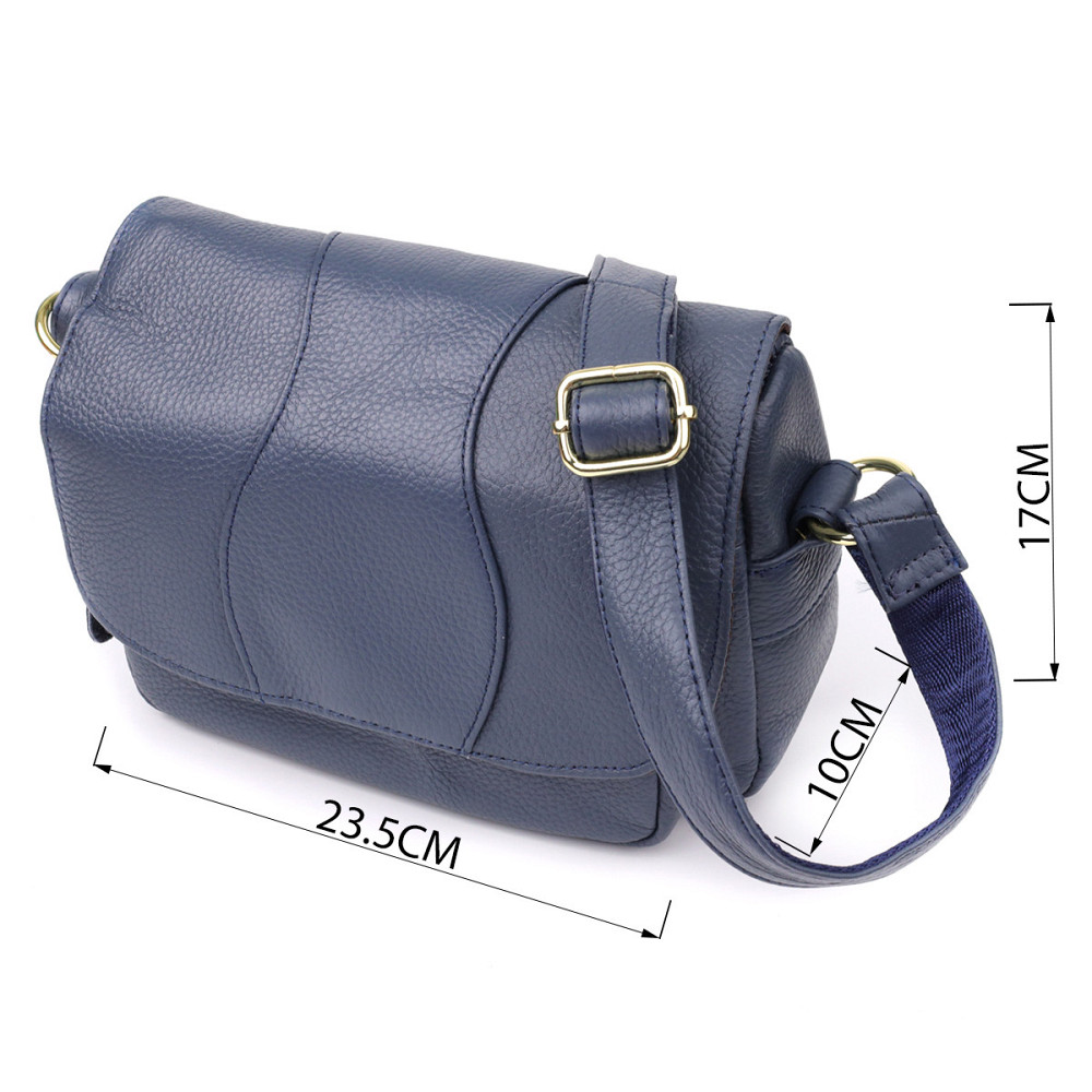 Практична сумка з натуральної шкіри для жінок Vintage 22971 Синій Київ - фото 3